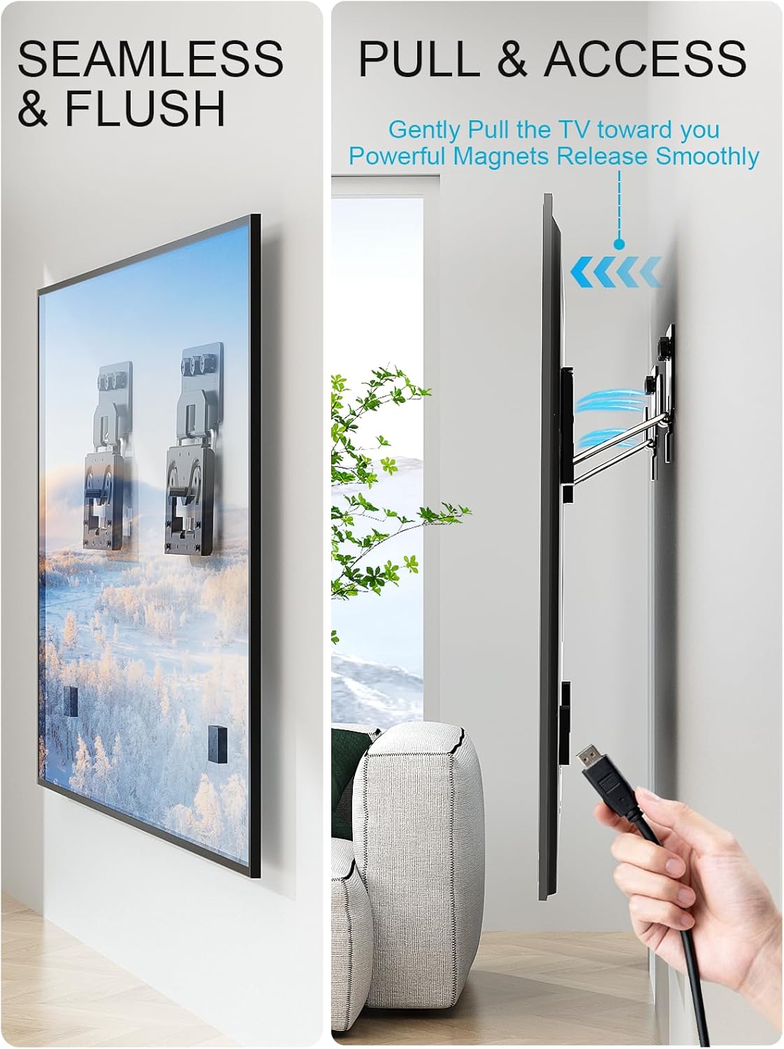 Ultra Slim TV Wall Mount Compatible with 14-80 Flat & Frame TVs Only, 0.3 Micro-Gap Low Profile TV Mount, Minimalist Look, Blends Any Interior, Hold up to 100Lbs