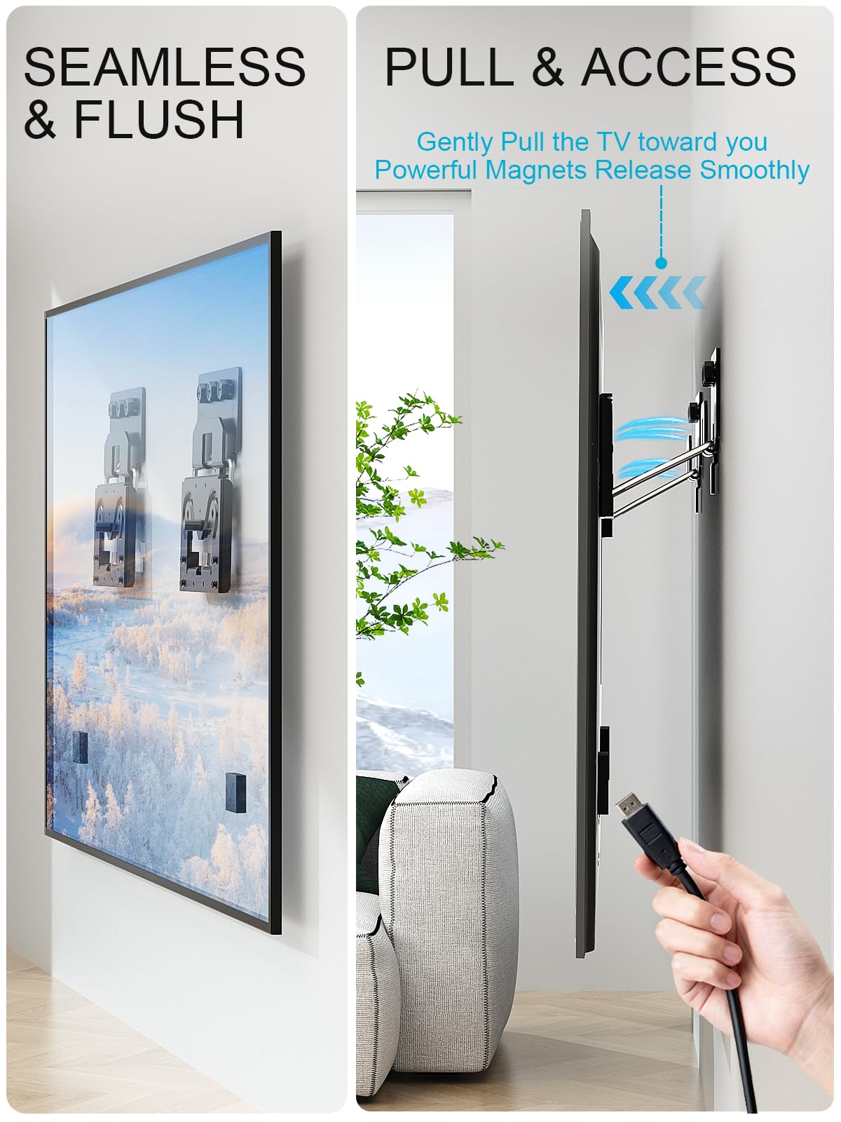 TV muurbeugel Samsung No-Gap voor Samsung TV Q7, Q8, Q9 & The Frame-serie 43 tot 65 inch, houder tot 50 kg, ultraplat (Fischer pluggen, boorsjablone
