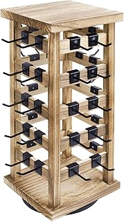 Ikee Design Natural Wood Rotating Jewelry Storage Display with 42 Hooks, Wooden Hanging Accessories Tower, Oak Color, 7.5" W x 7.5" D x 15.9" H