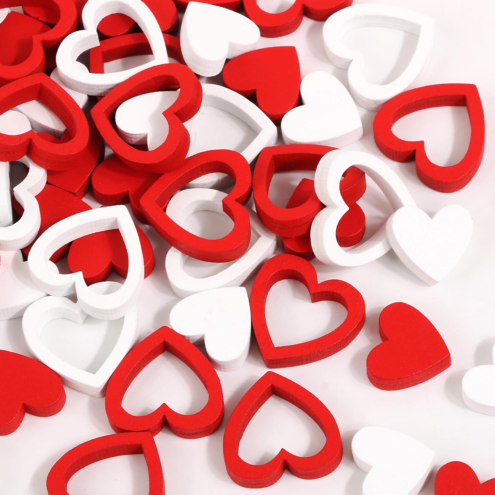 BOFUNX 72pcs Decoraciones de Corazones de Mesa Adornos en Forma de Corazón de Madera Boda Confeti Decoración para Mesa de Día de San Valentín Boda Aniversarios Fiestas