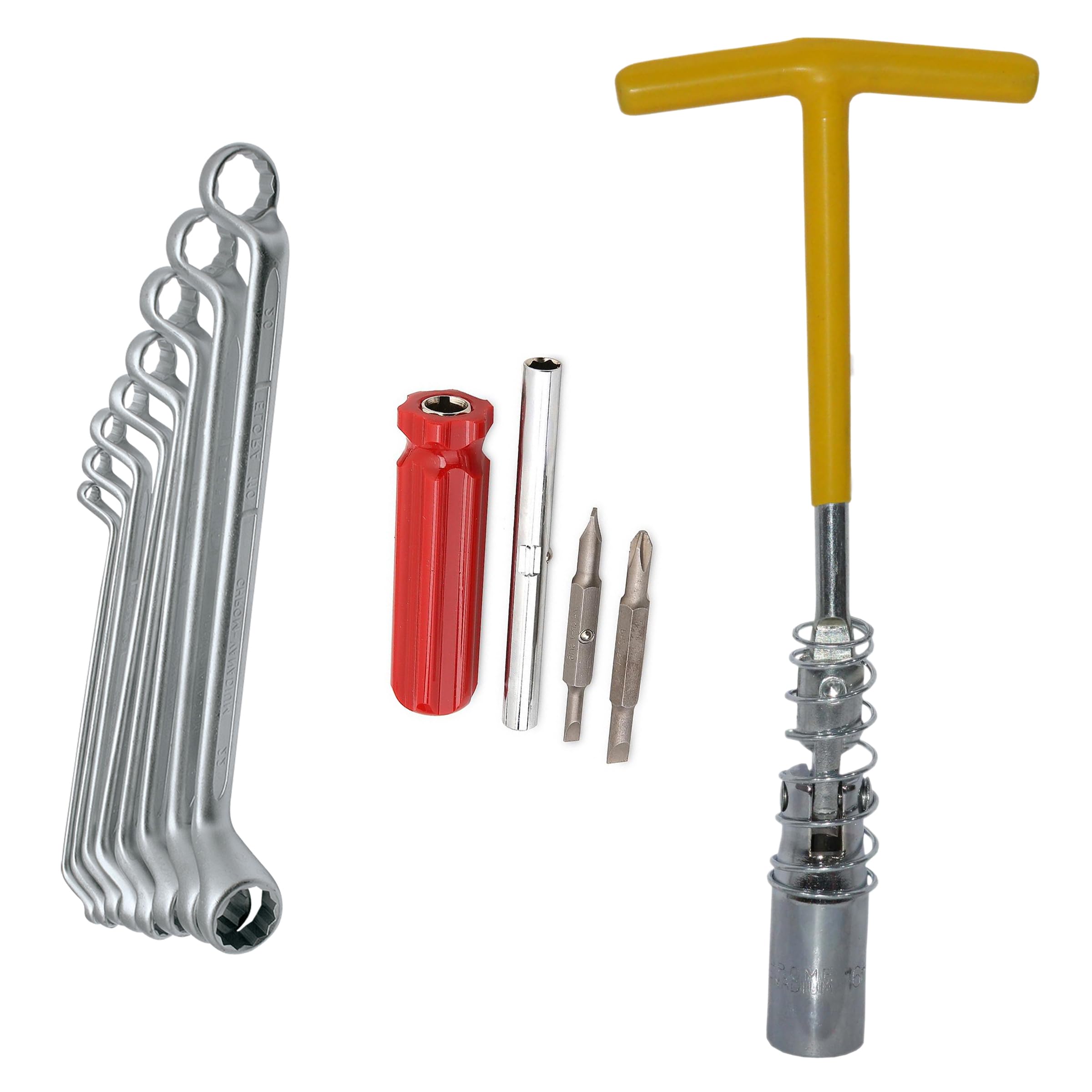 Digital Craft 16MM Spark Plug Wrench with 8Pc Ring Spanner Set & 4-in-1 Screwdriver – Versatile Automotive and Repair Tool Kit-picture-31