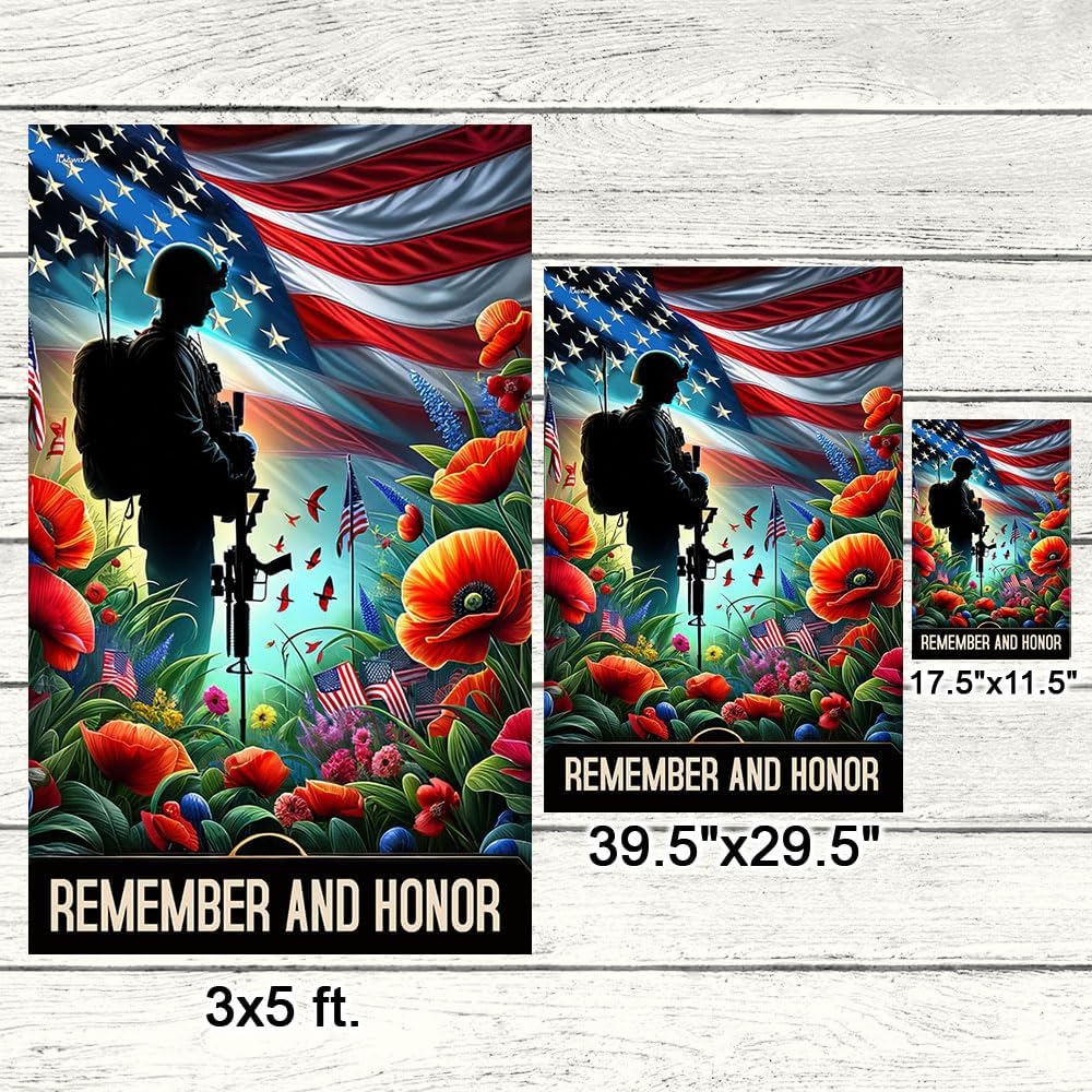 American Flag-Veteran Memorial Day Remember and Honor Flag MLN2706F, Garden Flag (11.5" x 17.5")-USA Flags Premium Polyester-Decorative Indoor Outdoor Flag