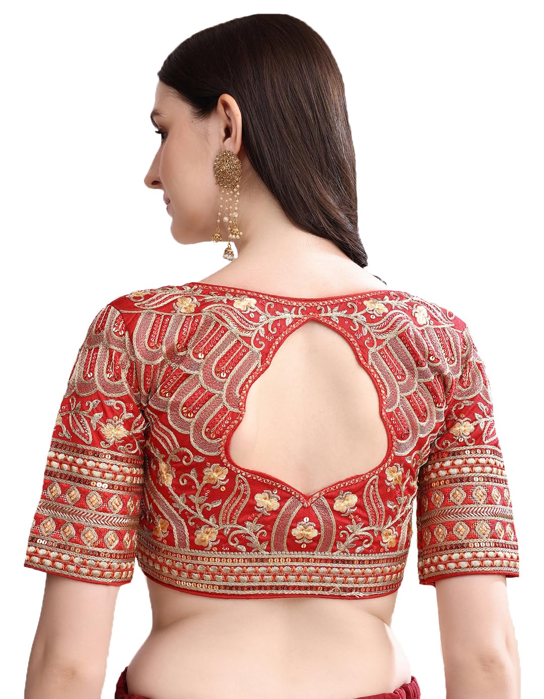 Vihu Fashion Damska gotowa bluzka wielozadaniowa haft złota nić indyjska etniczna szyta bluzka ślubna sari Lehenga Choli
