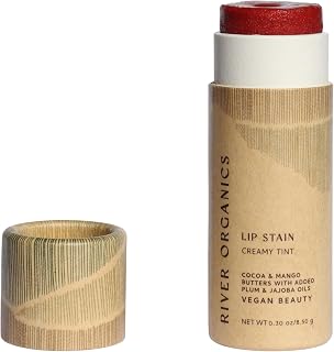 Organic Lip Stain, Zero-Waste Vegan Lip Stain in Fig, Pomegranate or Guava .30 oz / 8.45 g Long Lasting, Toxic Free, (Pomegranate)