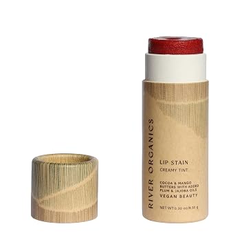 Organic Lip Stain, Zero-Waste Vegan Lip Stain in Fig, Pomegranate or Guava .30 oz / 8.45 g Long Lasting, Toxic Free, Pomegranate