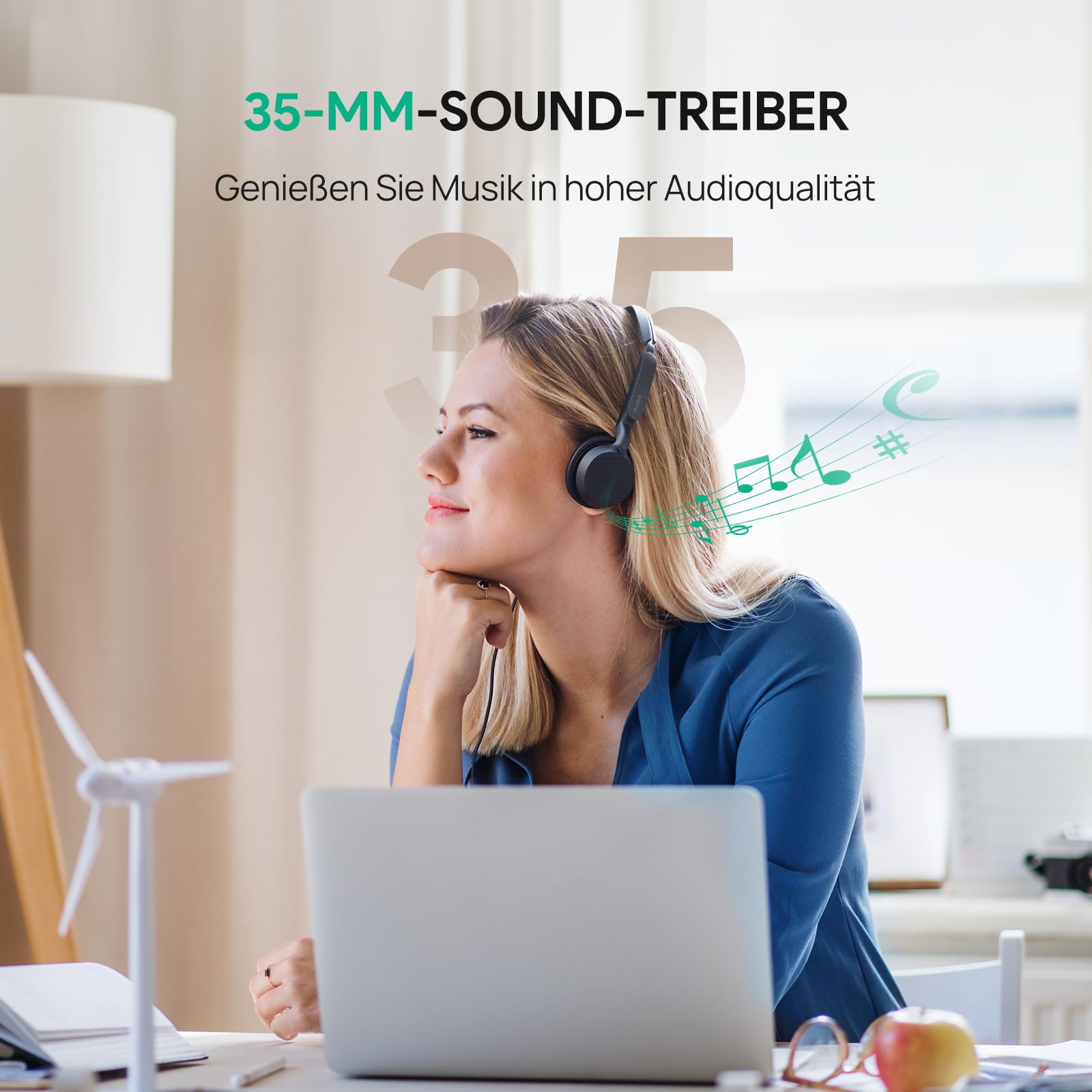 Yealink UH42 Dual Headset USB con microfono di cancellazione del rumore, cuffie stereo cablate con adattatore USB-C/A per PC, laptop, lavoro, ufficio, call center squadre certificate