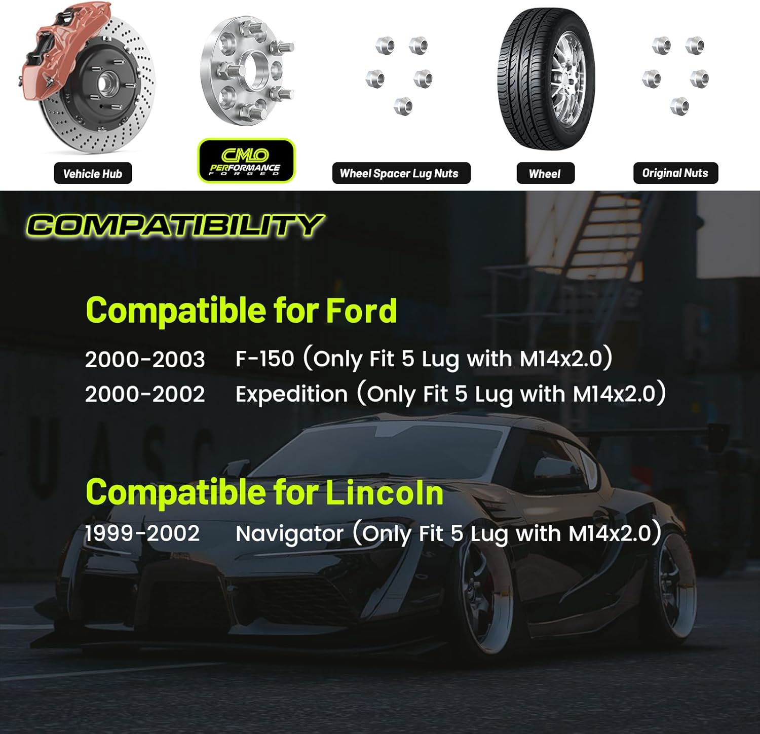 Customadeonly 5x135 Wheel Spacers Hubcentric (2pcs 87mm Bore 1.5" Thick) Compatible for 2001-2003 F-150 2000-2002 Expedition 2000-2002 Lincoln Navigator with 14x2.0 Studs