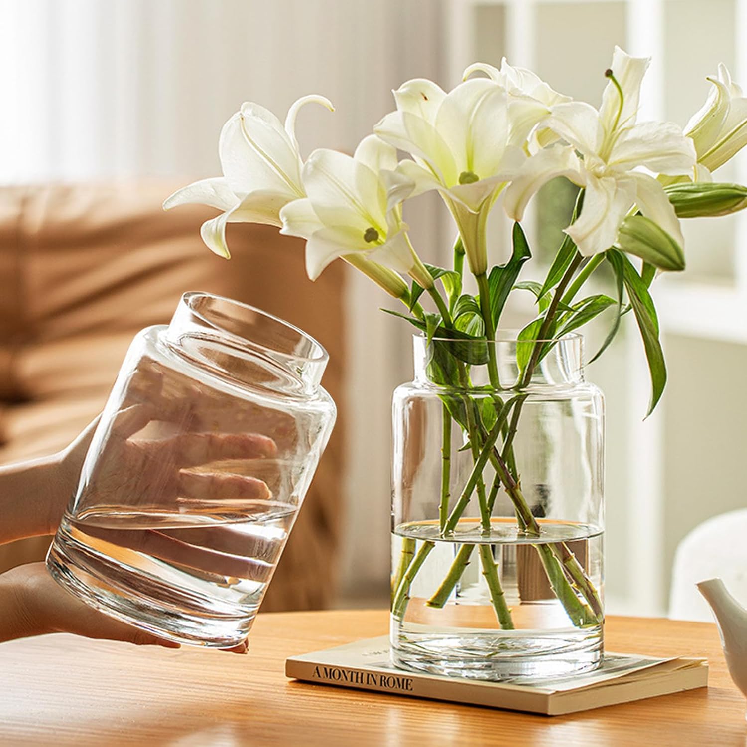 Clear Glass Vases Flower Vases for Centerpieces 9" Large Glass Cylinder Vase for Home Wedding Party Events Office Entryway Décor (Transparent) - Image 3