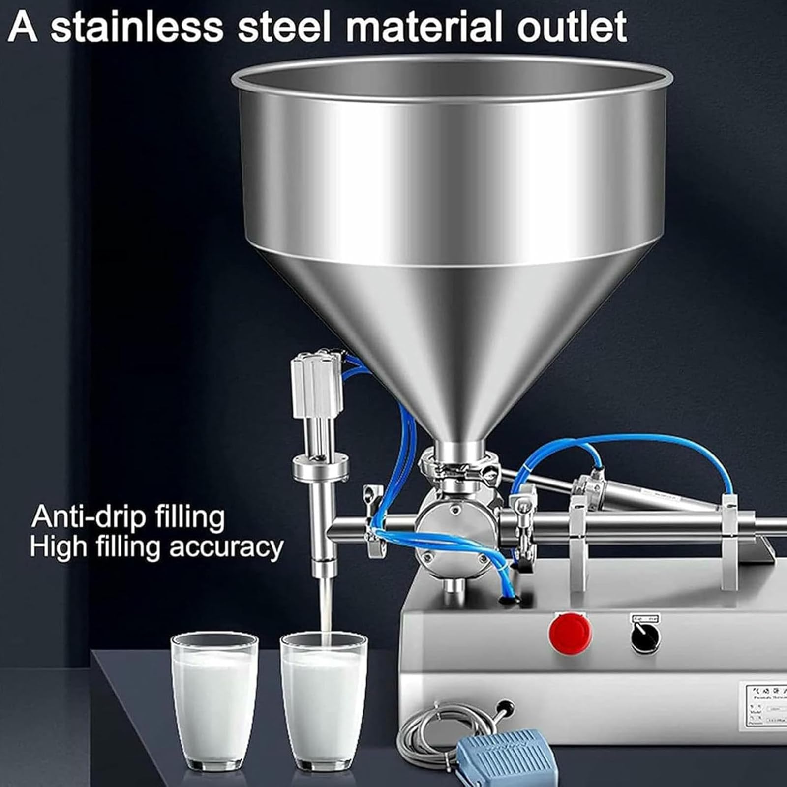 Máquina neumática de llenado de líquidos, dispensador de pistón de acero inoxidable para pasta, 300 W, llenado automático para aceites y líquidos, 15-35 latas/min, capacidad de 150-1500 ml