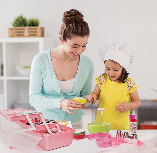 Miniatura 7 de Kit de decoración de pasteles 356 piezas de suministros para hornear con caja de almacenamiento de plástico transparente de tres capas de 12