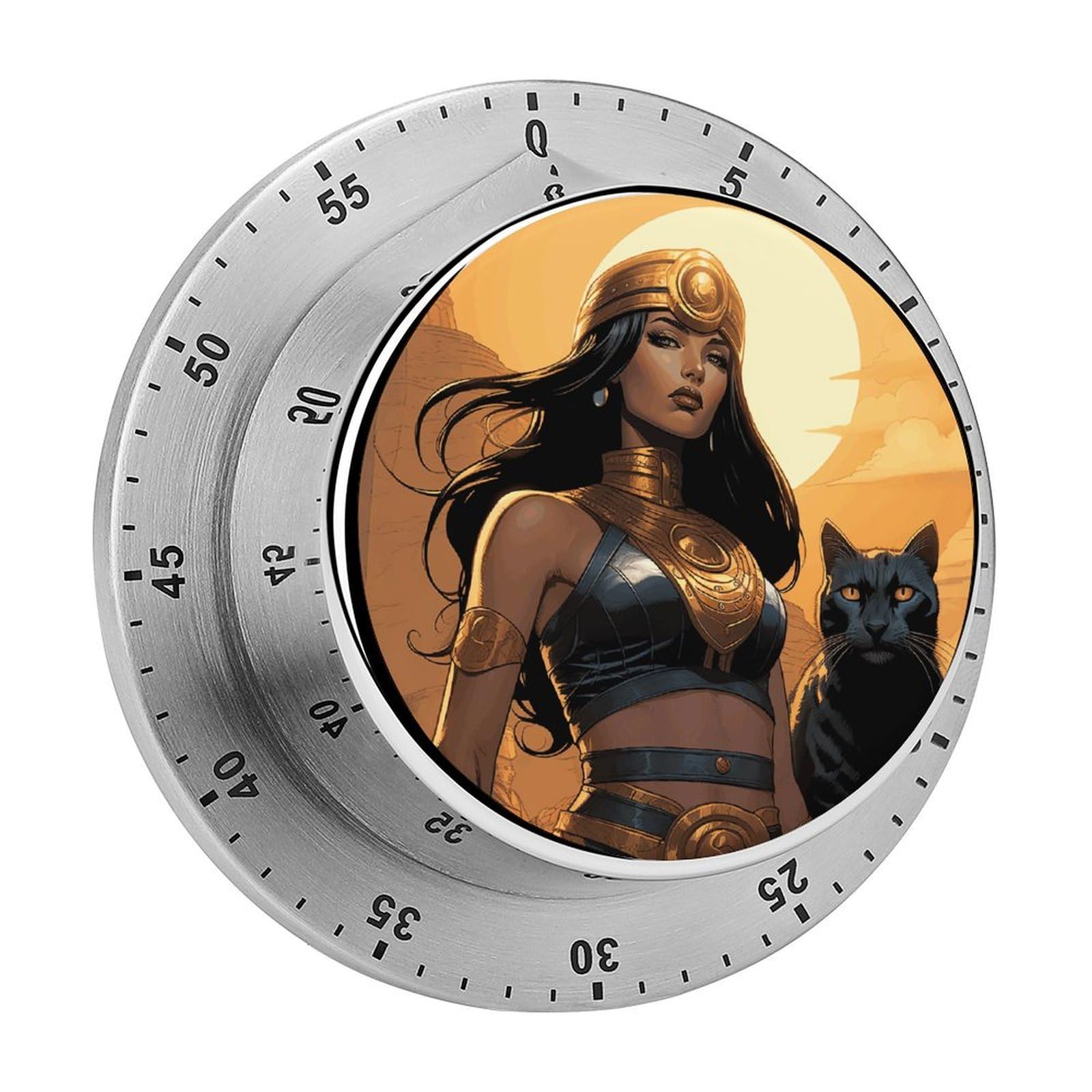 an Ancient Princess Visual Timer with Loud Alarm 60-Minute Kitchen Timers Exquisite Stainless Steel Body - Mechanical Desk Timer Countdown Clock for Cooking Chef Clock