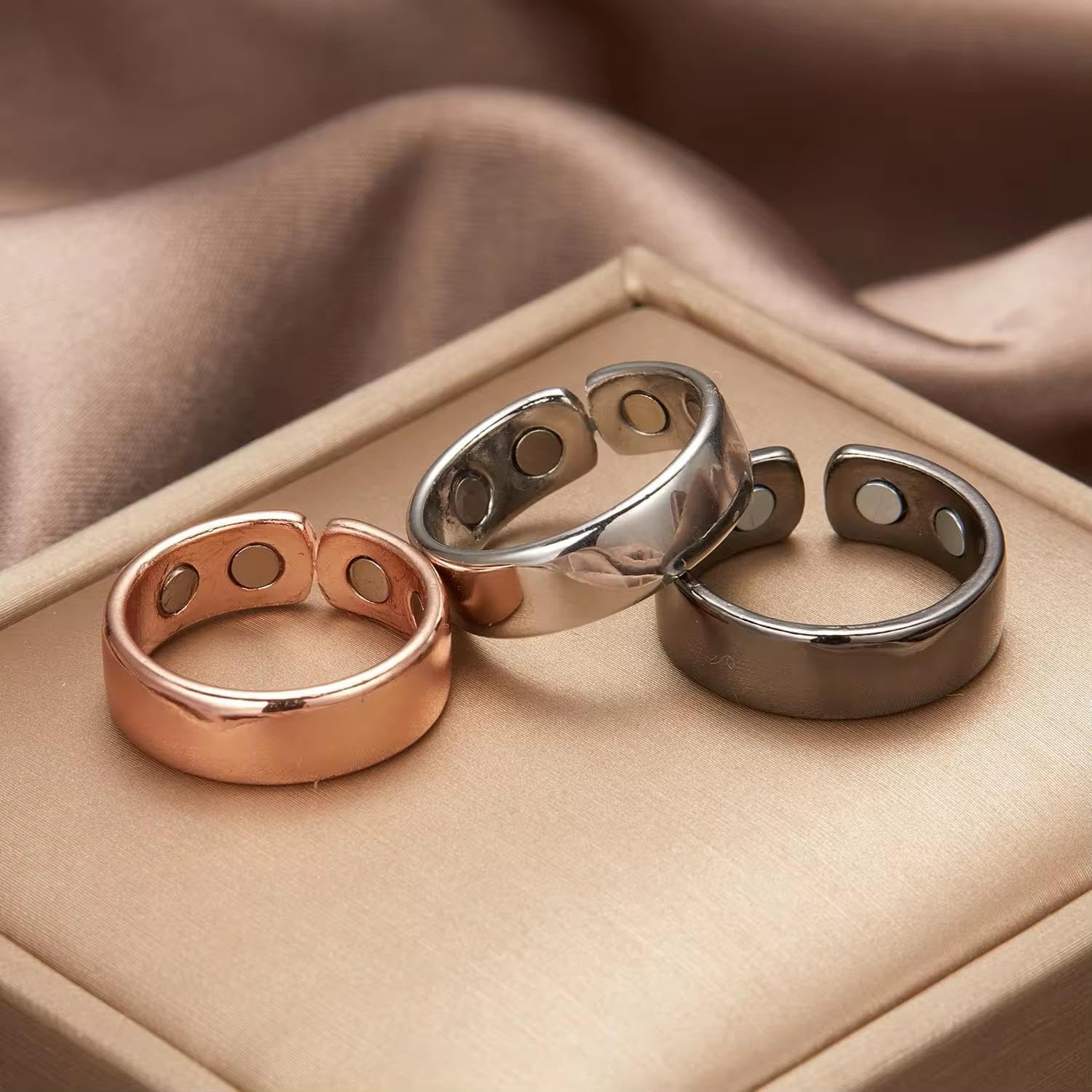 Ell Health & Beauty Blood Sugar Control Ring, Adjustable Magnetic Therapy Ring for Blood Sugar Management, Lymphatic Drainage, Arthritis Pain Relief ((GOLD, 1)) - Image 2 thumbnail