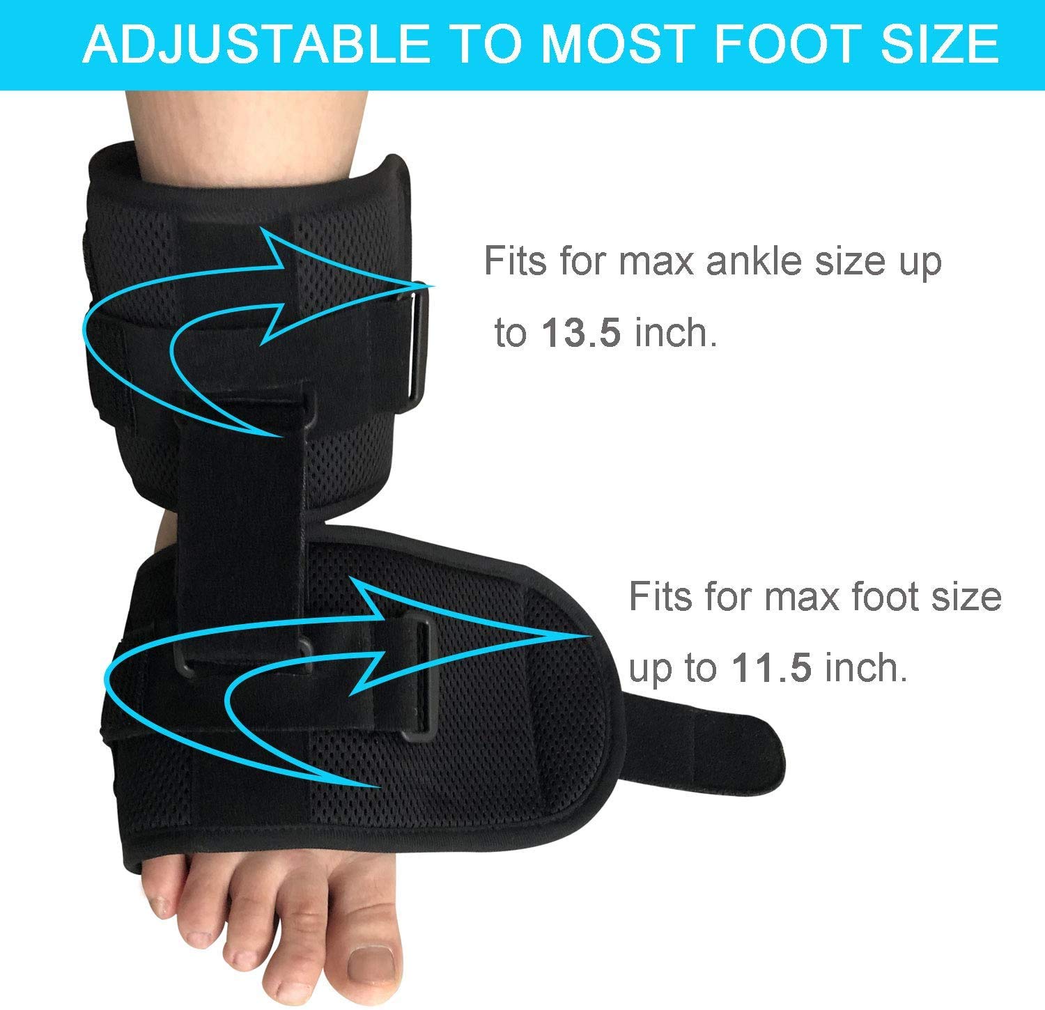 Soporte para pie caído y órtesis de Tobillo y pie, férula AFO Ajustable y Estabilidad de Tobillo para aliviar el Dolor de pie, férula Dorsal de día y de Noche para pie Izquierdo y Derecho
