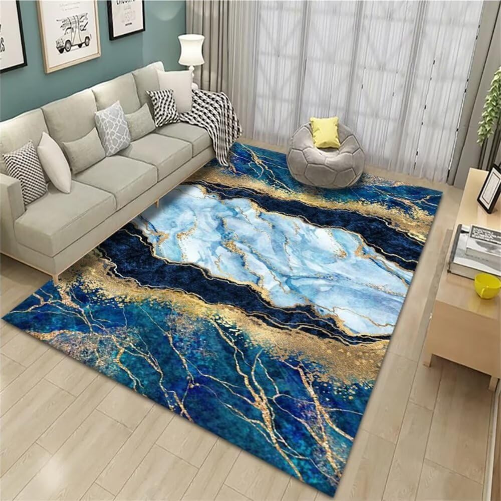 Tapis de conception créative unique bleu 180X250cm de salon