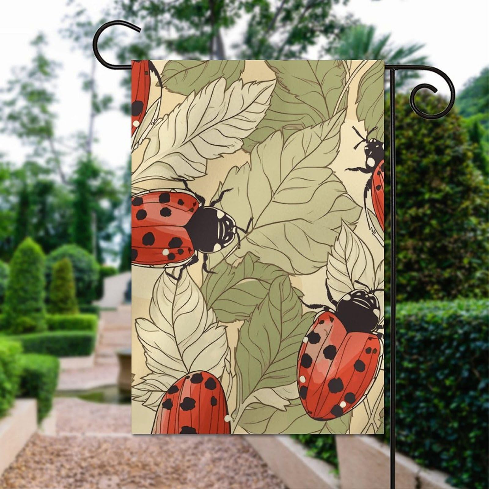 Marienkäfer-Zwerg Gartenflagge, 30,5 X 45,7 Cm, Doppelseitig – Frühlingsdekoration Für Terrasse, Rasen & Bauernhaus-Stil