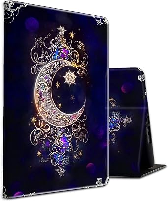 for Samsung Galaxy Tab A8 10.5 inch 2022 Model SM-X200/X205/X207 Case,PU Leather Auto SleepWake Stand Cover with Adjustable Angle for Samsung Tablet-Moon Star Galaxy Floral