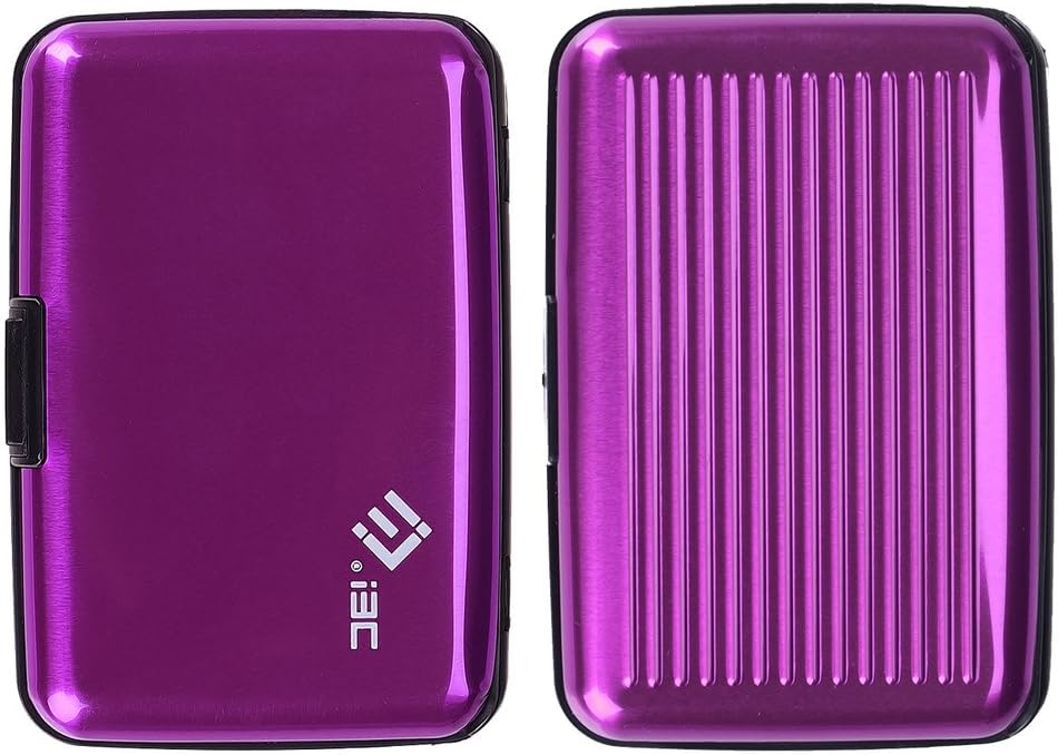 RFID Credit Card Case, I3C RFID Blocking Credit Card Holder Wallet Protector Case Aluminum Wallet Case for Credit Card Security Purple
