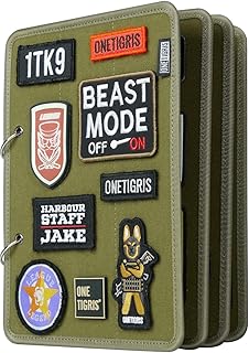 OneTigris Patch Anzeige-Board, Flip-Seiten Patchbuch mit 4 Loop-Seiten & Herausnehmbaren Metall-Ringbinden, 28 × 20,3 cm – Organizer für Patch- und Militärpatch-Sammlungen (Patches nicht enthalten)