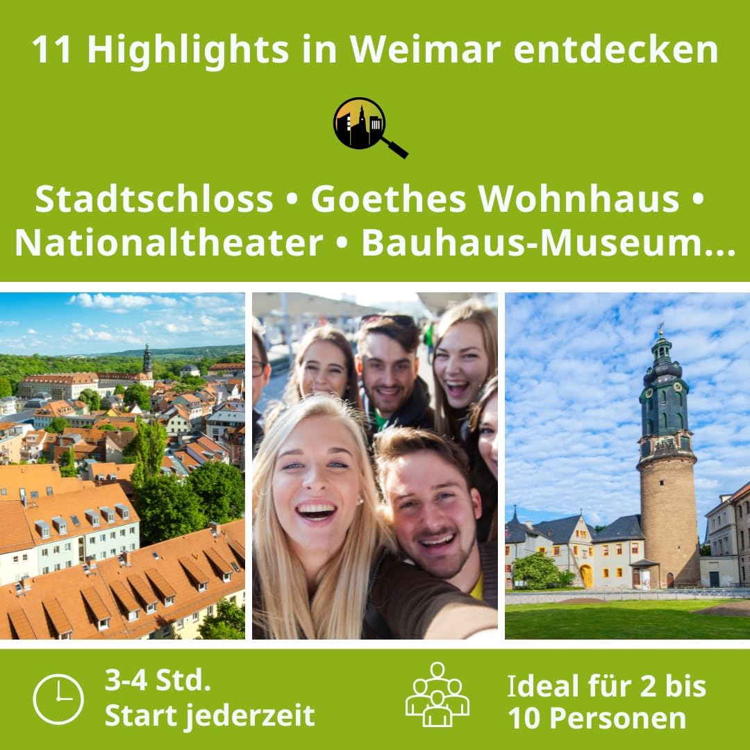 Stadtspiel Schnitzeljagd Weimar - Entdeckertour | Stadtrallye durch Weimars Altstadt – Erlebnisgeschenk für Touristen & Einheimische, Teamevents