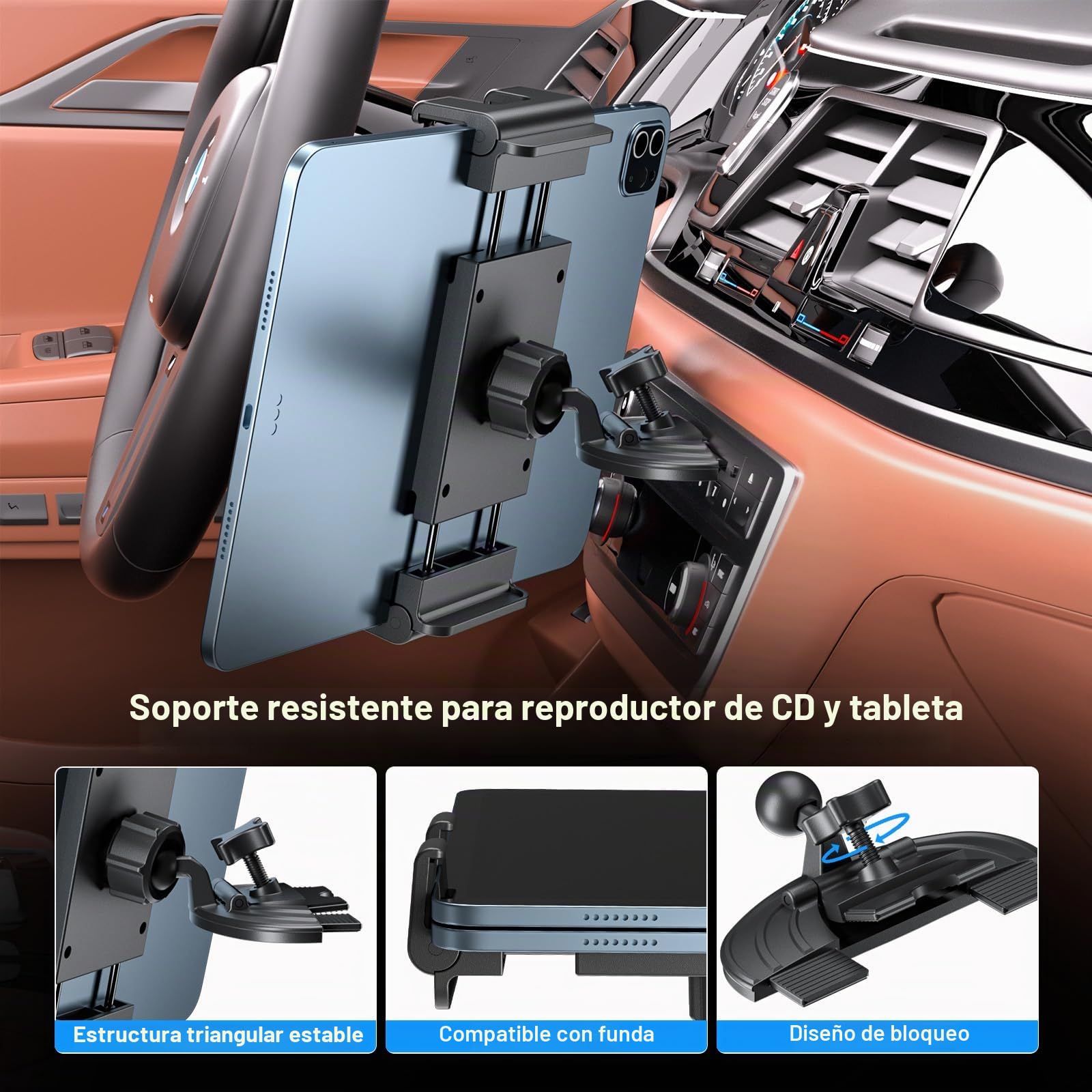 PLDHPRO Soporte para tablet CD ranura iPad Montaje para auto Universal delantero para automóvil adecuado para la navegación y reproducción de video en el automóvil 5.1-15.6 pulgadas
