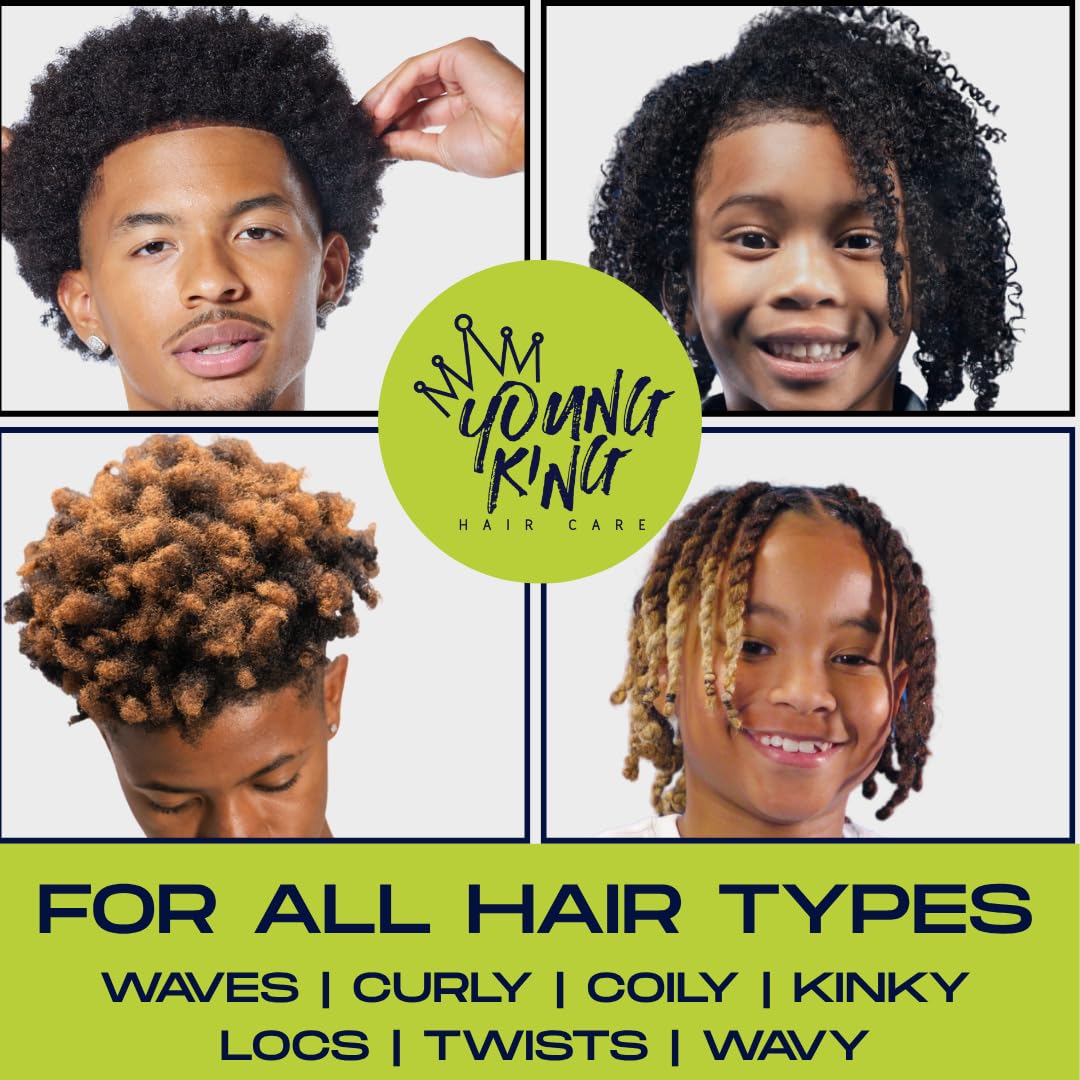 YOUNG KING HAIR CARE Kids Pomade for Boys | Tame Flyaways and Sculpt Natural Curls | Plant-Based and Harm-Free | 4 oz