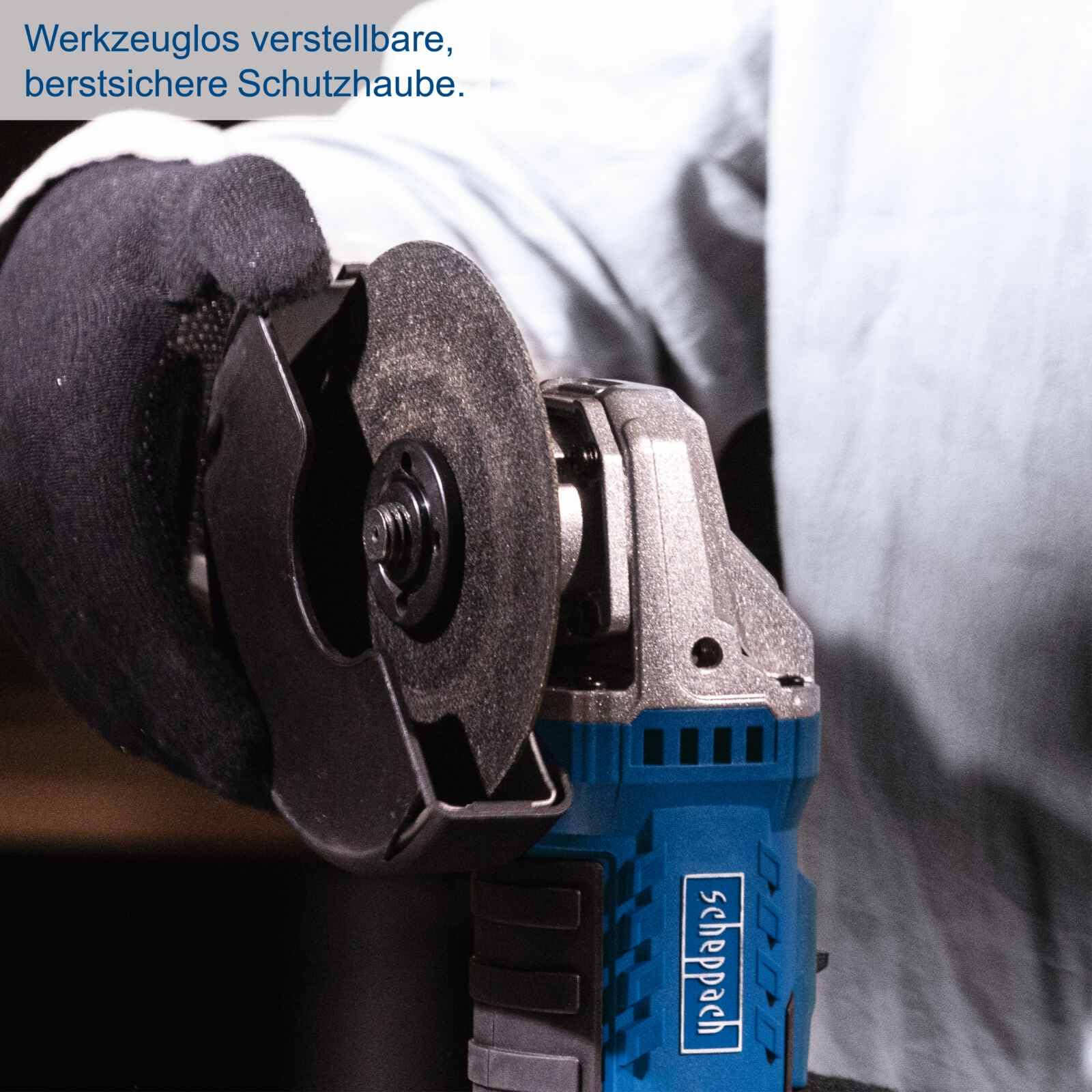 Scheppach Smerigliatrice angolare a batteria C-ATB15/1-X con valigetta e 15 dischi abrasivi, diametro disco 125 mm, velocità di rotazione 2500 - 10.000 min-1, avvio morbido e protezione da