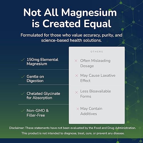 Miniatura 6 de Glicinato de magnesio 150 mg - Magnesio de alta absorción para la salud del corazón, los huesos y los músculos - Apoya los calambres en las piernas