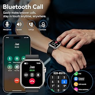 Smart Watch with Bluetooth Call, 1.85'' HD Smart Watches for Men Women, Fitness Tracker with Heart Rate/Sleep Monitor, 110+ Sport Modes, IP68 Waterproof, High-capacity Battery for Android iOS (Black)