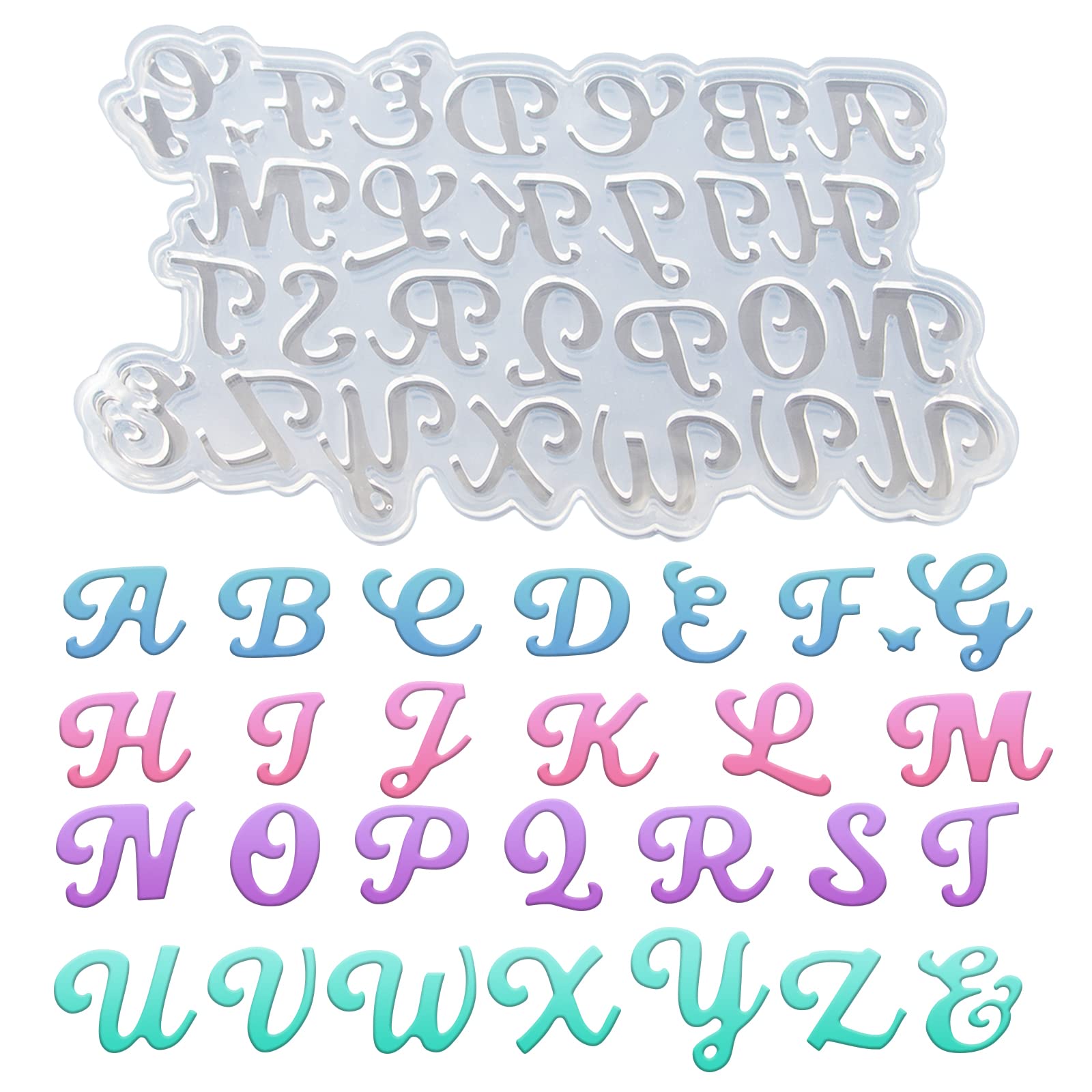 Resin Alphabet Mold Letter Silicone Keychain Mold Reversed Silicone Alphabet Resin Molds Backward Alphabet Molds for Jewelry Making Pendant Craft