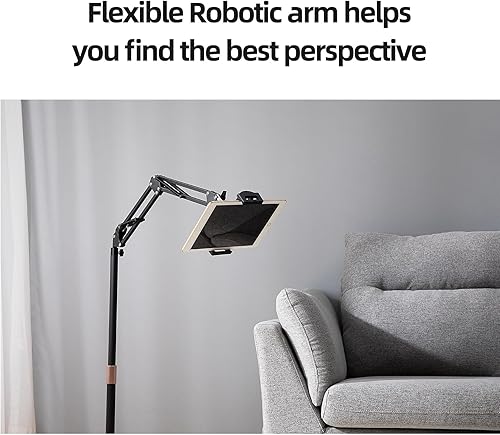 Miniatura 7 de Soporte de piso para tableta con abrazadera de base reemplazable, soporte de teléfono extraíble de doble propósito, soporte de piso para iPad de
