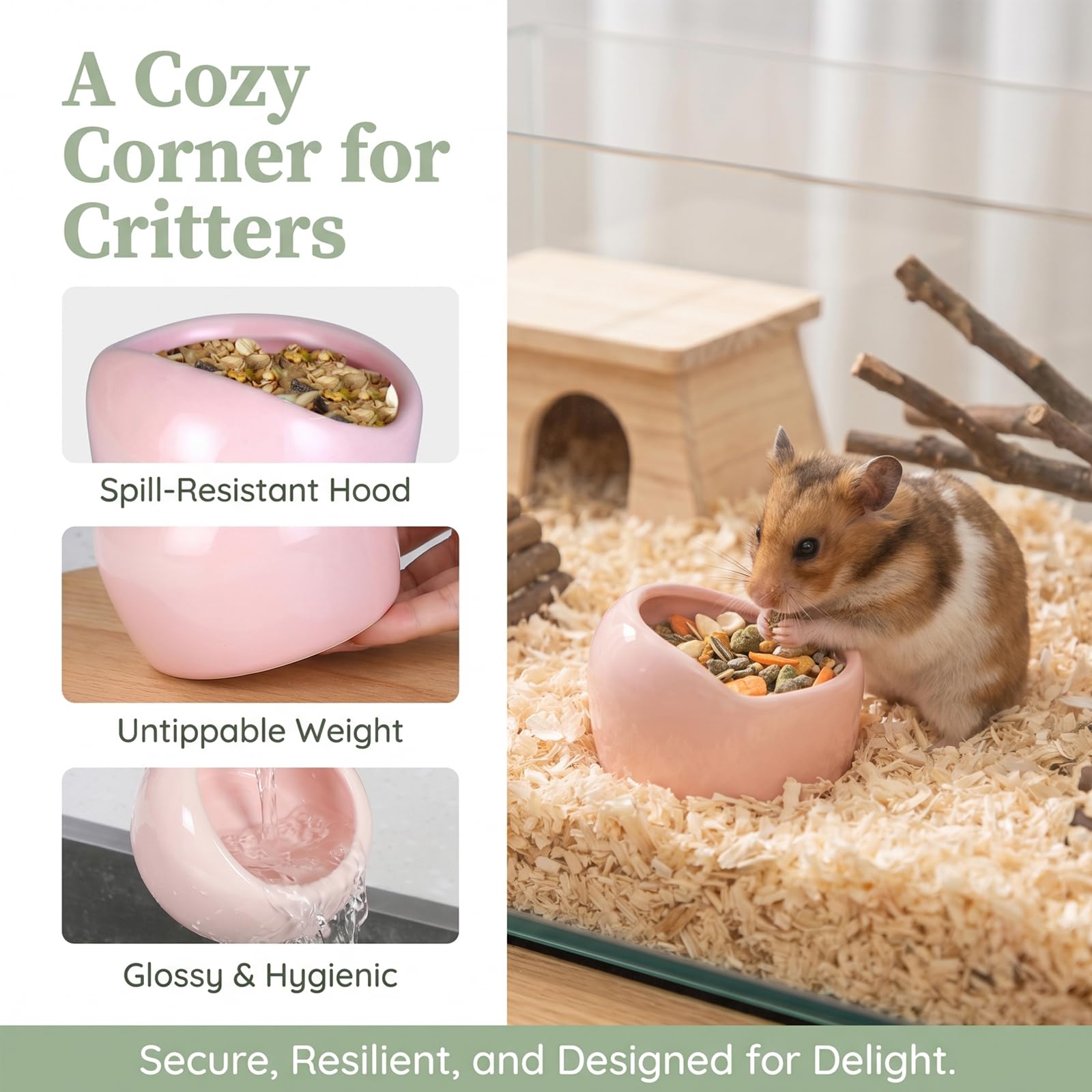 3 Pièces Bols pour Hamster en Céramique, Bols en Céramique pour Hamsters, Bols en Céramique pour Hamster, Bols en Céramique Anti-morsures, Mangeoire en Terre Cuite pour Cochon d'Inde, Hamster