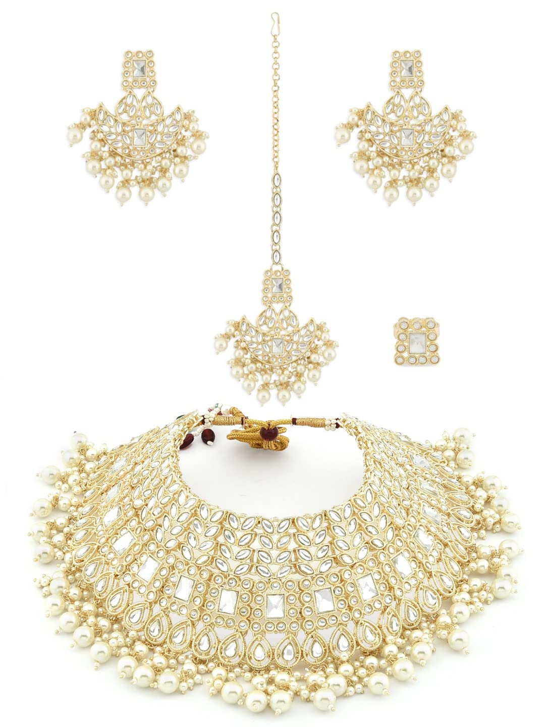 See full amazon price history chart for ZAVERI PEARLS Gold Tone Bridal Kundan Choker Necklace Earring Maangtikka & Ring Set For Women-ZPFK12218 ZAVERI PEARLS Gold Tone Bridal Kundan Choker Necklace Earring Maangtikka & Ring Set For Women-ZPFK12218 (B09RSXZMWR) Amazon Price History, Amazon Price Tracker