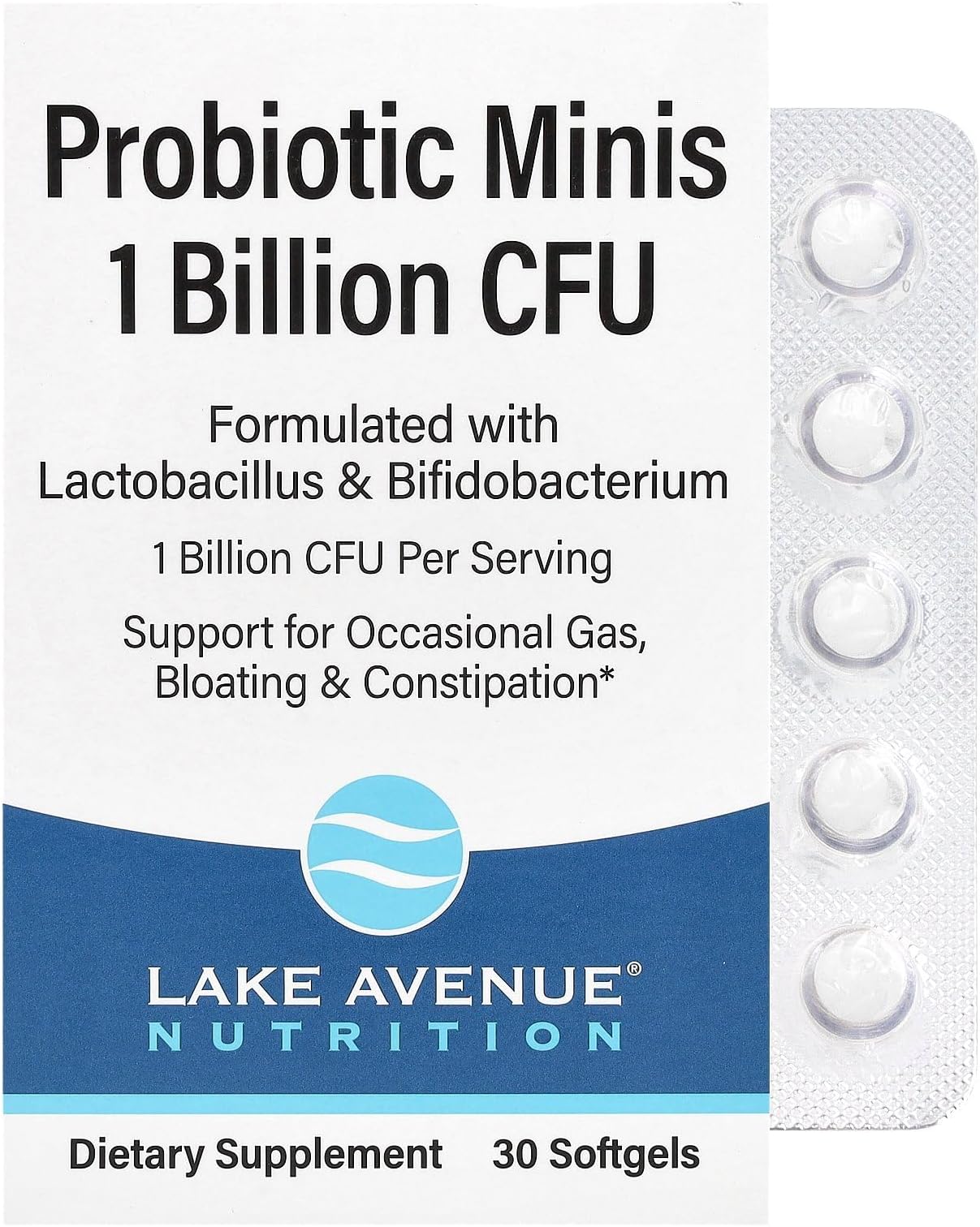 Lake Avenue Probiotic Minis, 2 Strain Blend, 1 Billion CFU, 90 Softgels, Nutrition