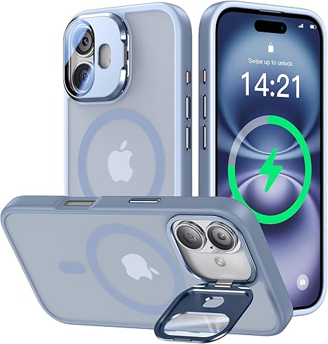 Miniatura 64 de Funda para iPhone 14 Pro de 6.1”, cubierta para cámara con soporte, protector de lente de cámara 9H, compatible con MagSafe, a prueba de golpes de