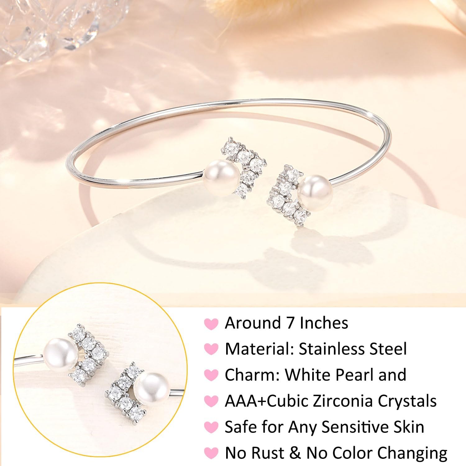 Adjustable Bracelet with Pearl for Bonus Mom Mother in Law Birthday Mother Day Christmas - Image 3