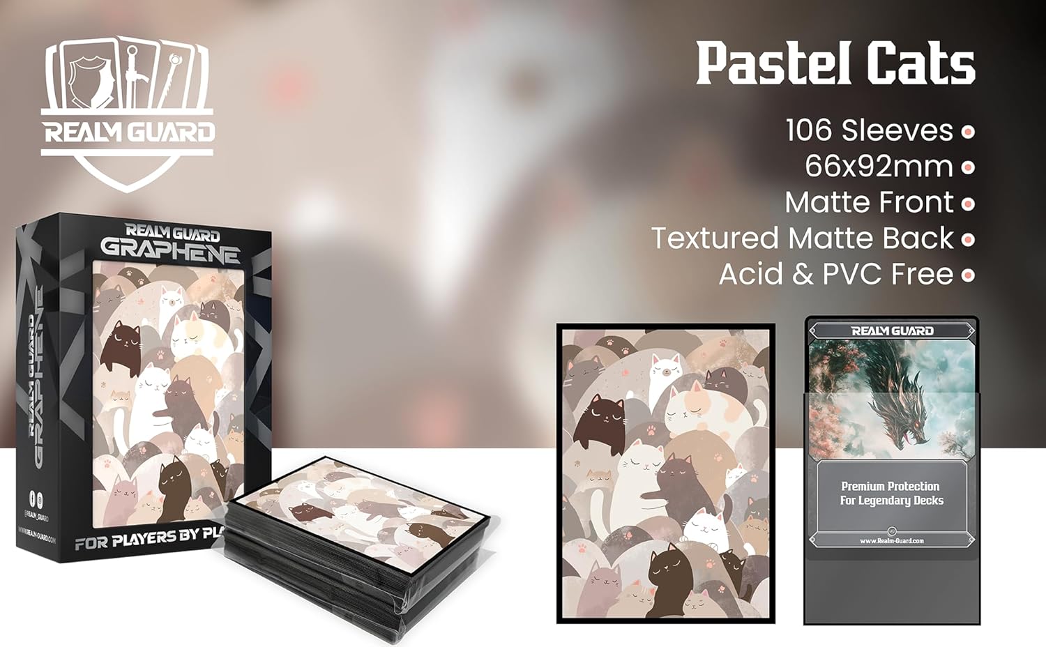 Graphene -100ct Textured Matte TCG/MTG Card Art Sleeves (Pastel Cats)