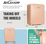 PC+ABS Durable Carry-On 18-inch Hardside Luggage with Detachable Spinner Wheels TSA Lock（Pink