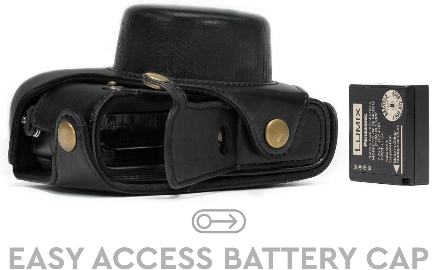 MegaGear Ever Ready Protective Leather Camera Case, Bag for Panasonic LUMIX LX100, DMC-LX100 Camera (Black) (Model: MG661)
