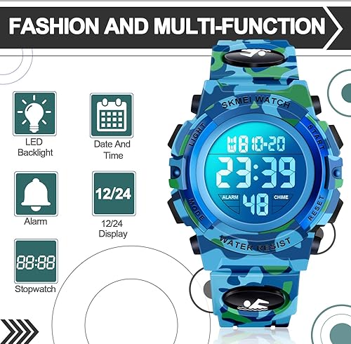 Miniatura 3 de ATIMO Reloj deportivo digital impermeable LED 50M para niños - Regalos para niños