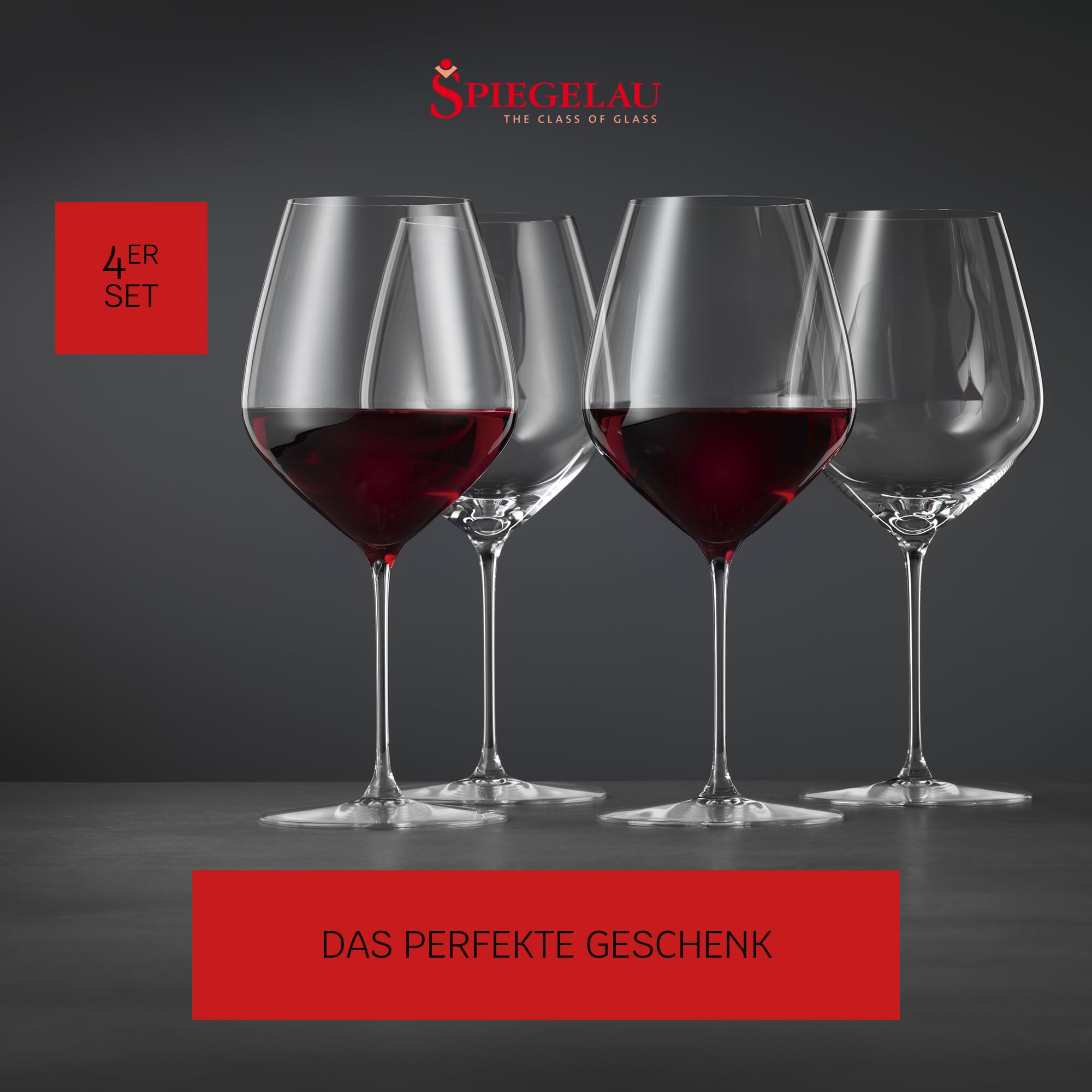 Spiegelau Rotweingläser 734 ml, 4 Stück, Hi-Lite, 1750470, Burgunder Gläser aus Kristallglas, Weingläser Rotwein spülmaschinenfest