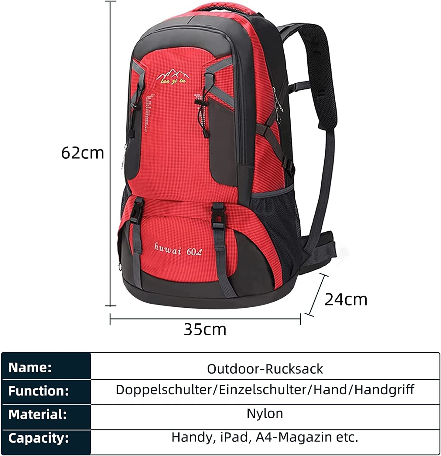 Sac a dos randonnee 60L sacs à dos de randonnée femme homme Sac à dos de randonnée/de voyage pour le camping, l'escalade, le ski et le cyclisme