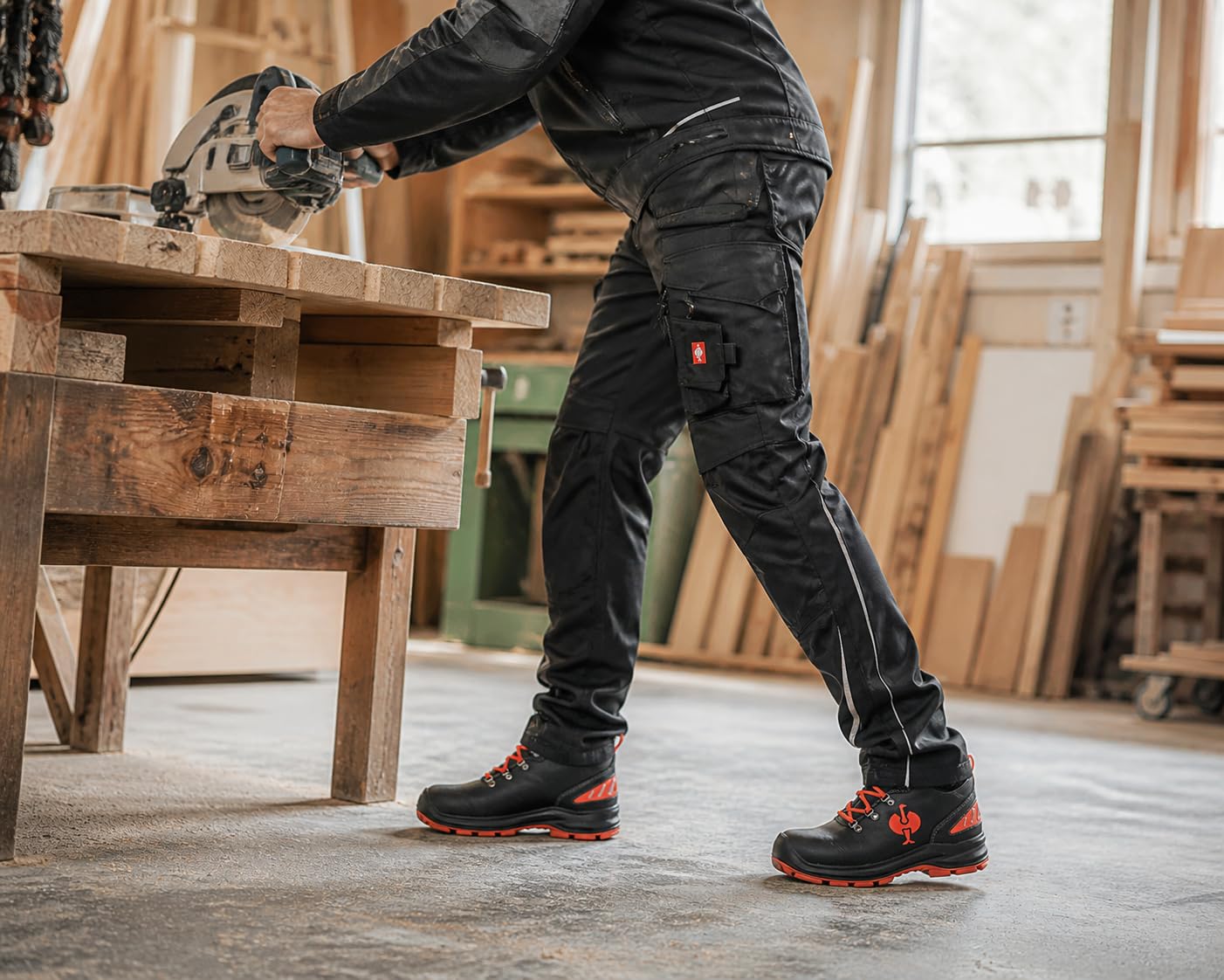 Generisch Schwarze Arbeitshose Herren Bundhose Workwear Handwerkerhose mit Stretchbund Werkzeugtaschen
