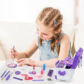 Kids Makeup Kit for Girl Gifts, 54PCS Teensymic Toys Washable Little Girls Princess Make Up Toys for 4 5 6 7 8 9 Year Old Girl Birthday Gift (Purple)