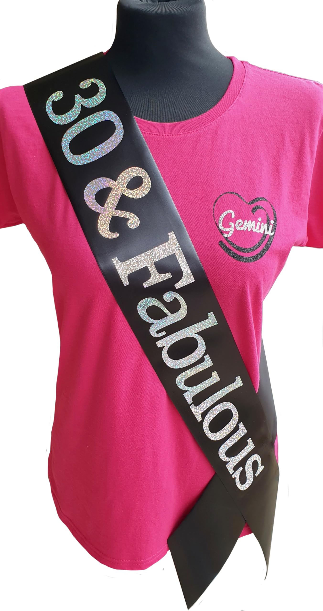 30th Birthday Sash - 30 & Fabulous Birthday Sash - Beautiful Quality Black Ribbon and Holographic Silver Font