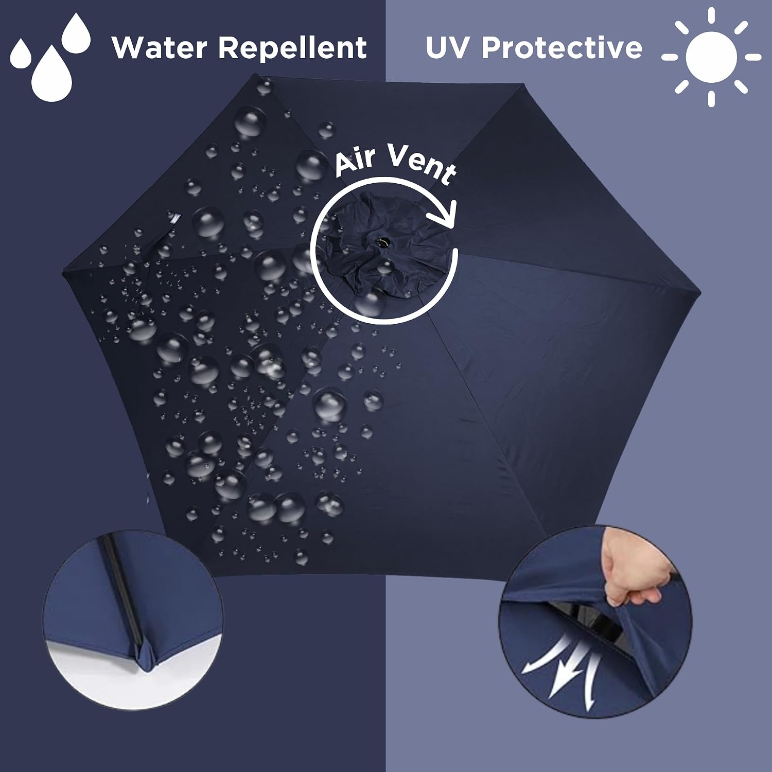 Sfmora 9ft Patio Umbrella Replacement Canopy for 6 Ribs, Outdoor Umbrella Canopy ONLY, Market Umbrella Top, Water-Resistant & UV-Protective