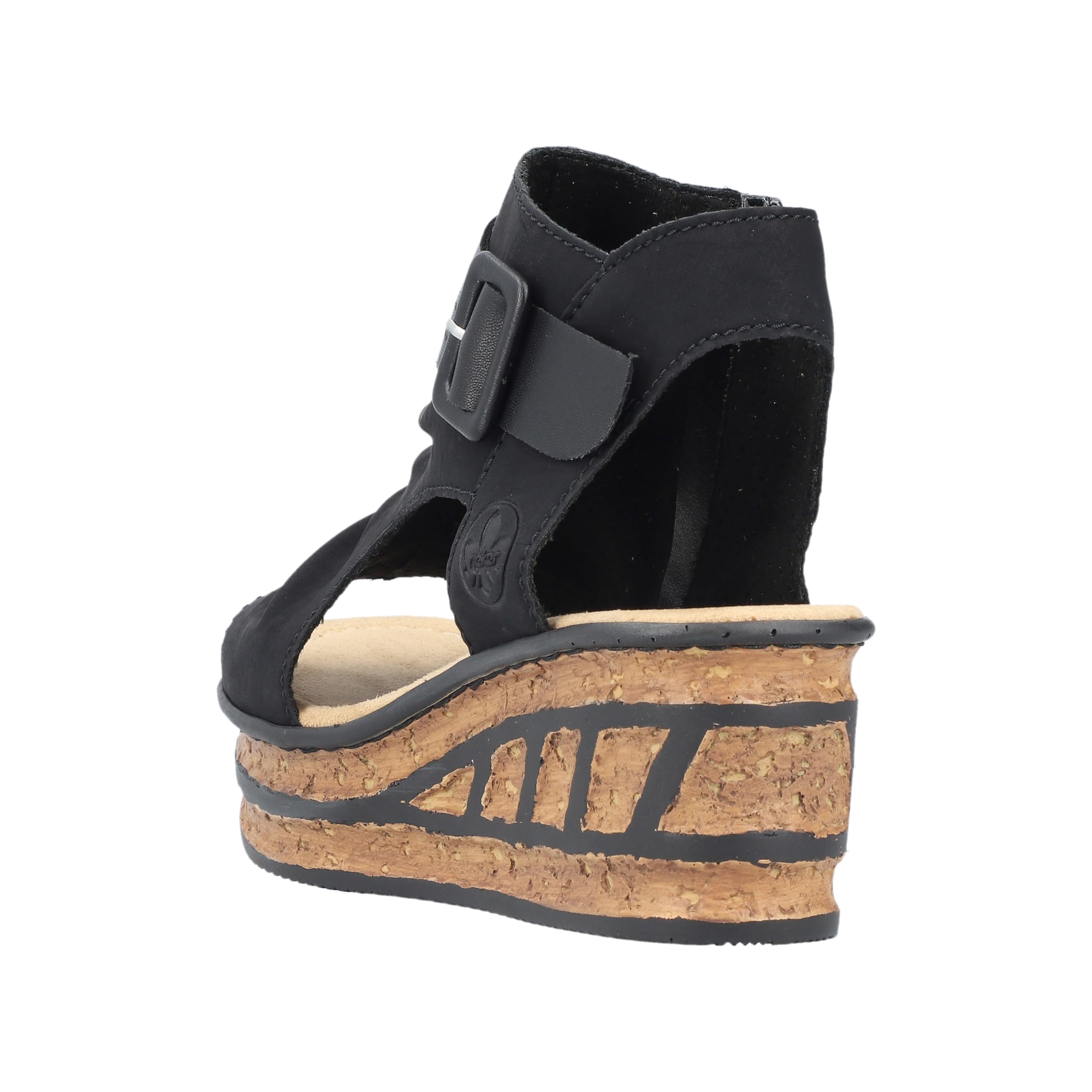 Rieker 68191-00 Damen Keilsandalette Synthetik schwarz schwarz