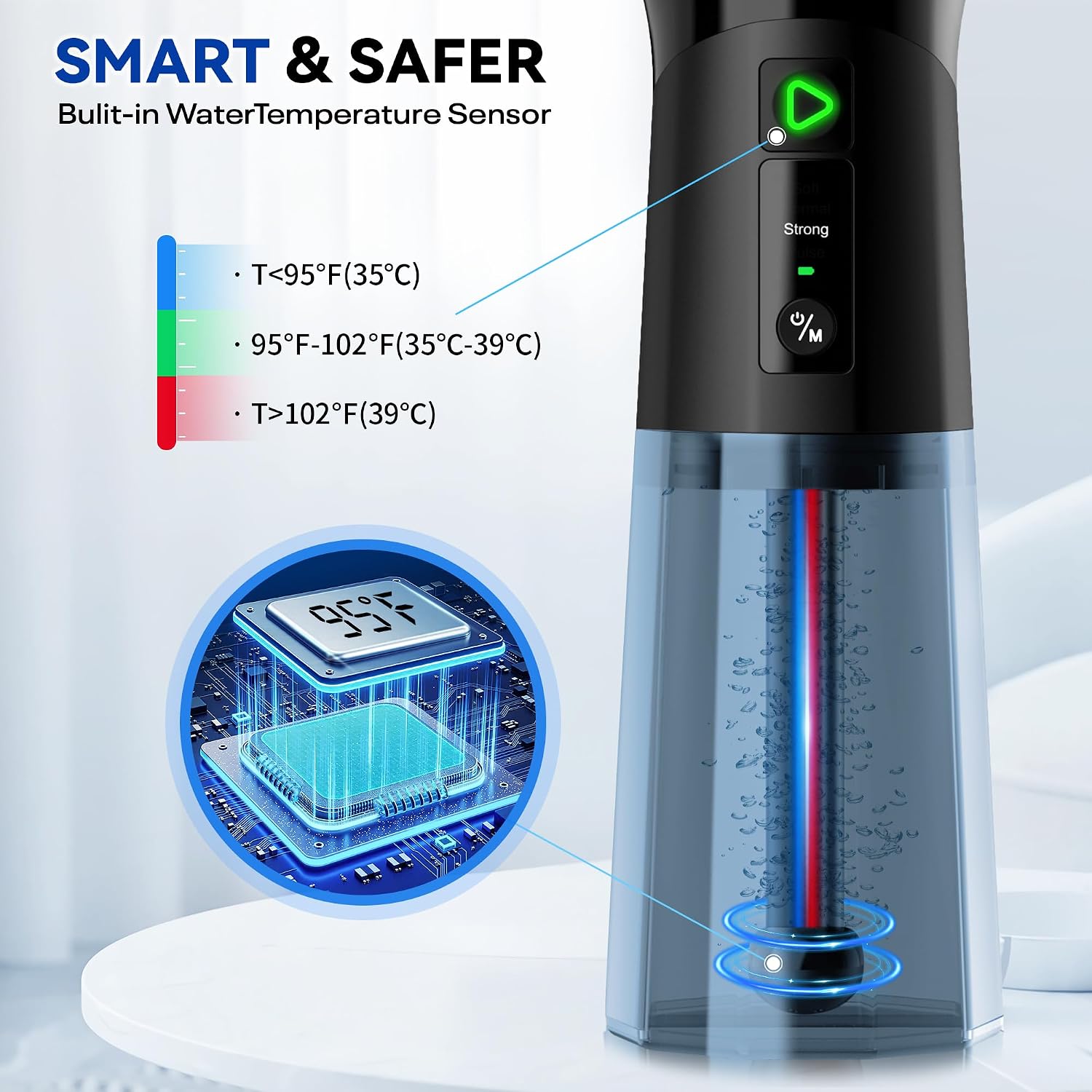 Upgraded Electric Ear Wax Removal Kit - Water Temperature Sensor & One-Piece Waste Tank - Ear Wax Cleaner with 4 Modes IPX7 Ear Irrigation Flushing System with 10 Tips