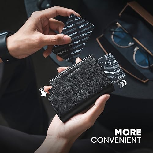 Miniatura 3 de DUGRAFT Cartera con bolsillo para monedas, cierre magnético, bloqueo RFID, tarjetas emergentes con ventana de identificación y organizadores