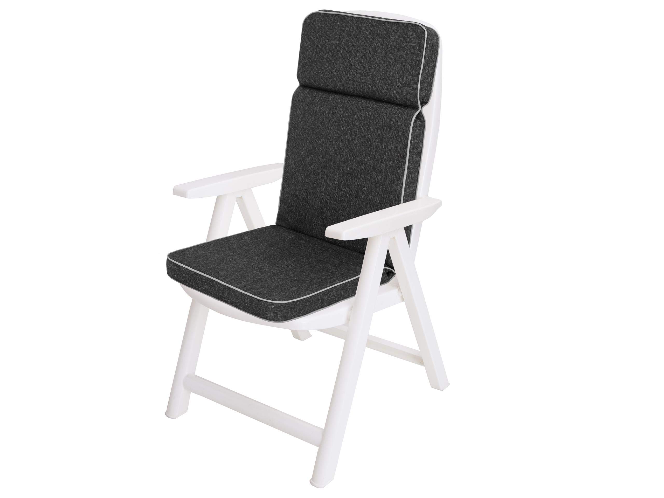 Cuscino per sedia da giardino con schienale alto, 119 x 49 x 5 cm, comodo cuscino da giardino, cuscino da giardino, cuscino per sedia da giardino, colore nero