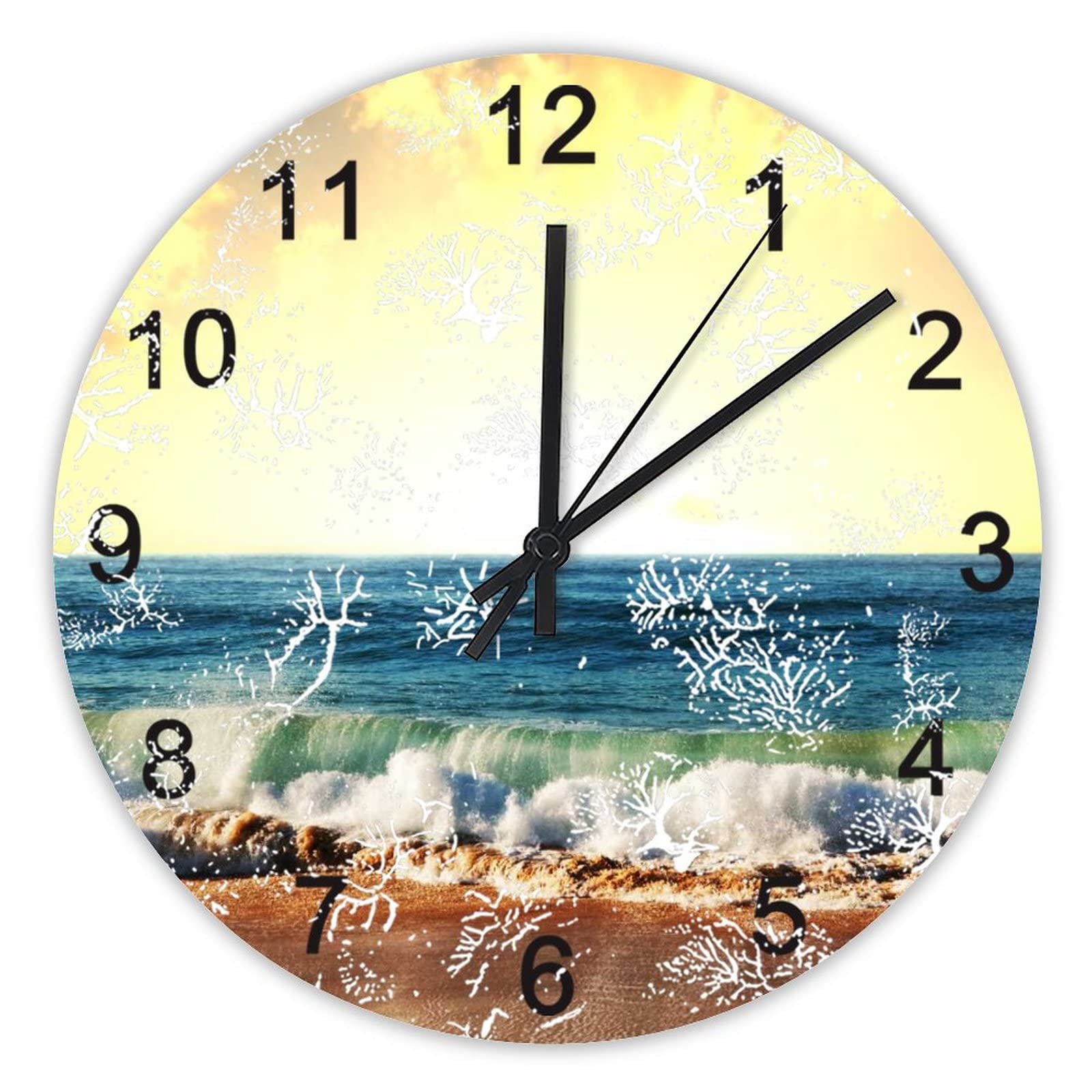 Horloge murale silencieuse 40 cm pour cuisine et bureau design coucher de soleil
